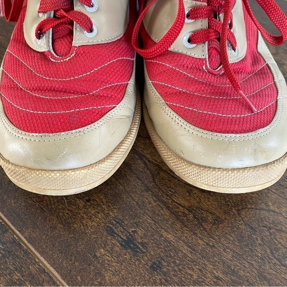 Superga RARE Red Tan Leather Mod 70s Sneakers Athletic Retro Style Size 39 - Picture 5 of 9